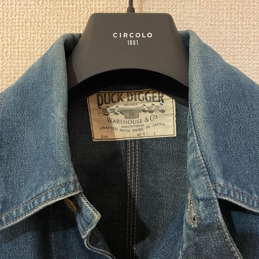 美品 WAREHOUSE ダックディガー カバーオール ペンキ加工 40 デニム