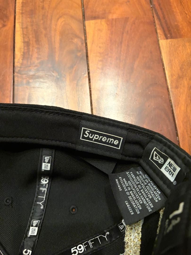 supreme New Era 59FIFTY ブラックキャップ 7 3/8