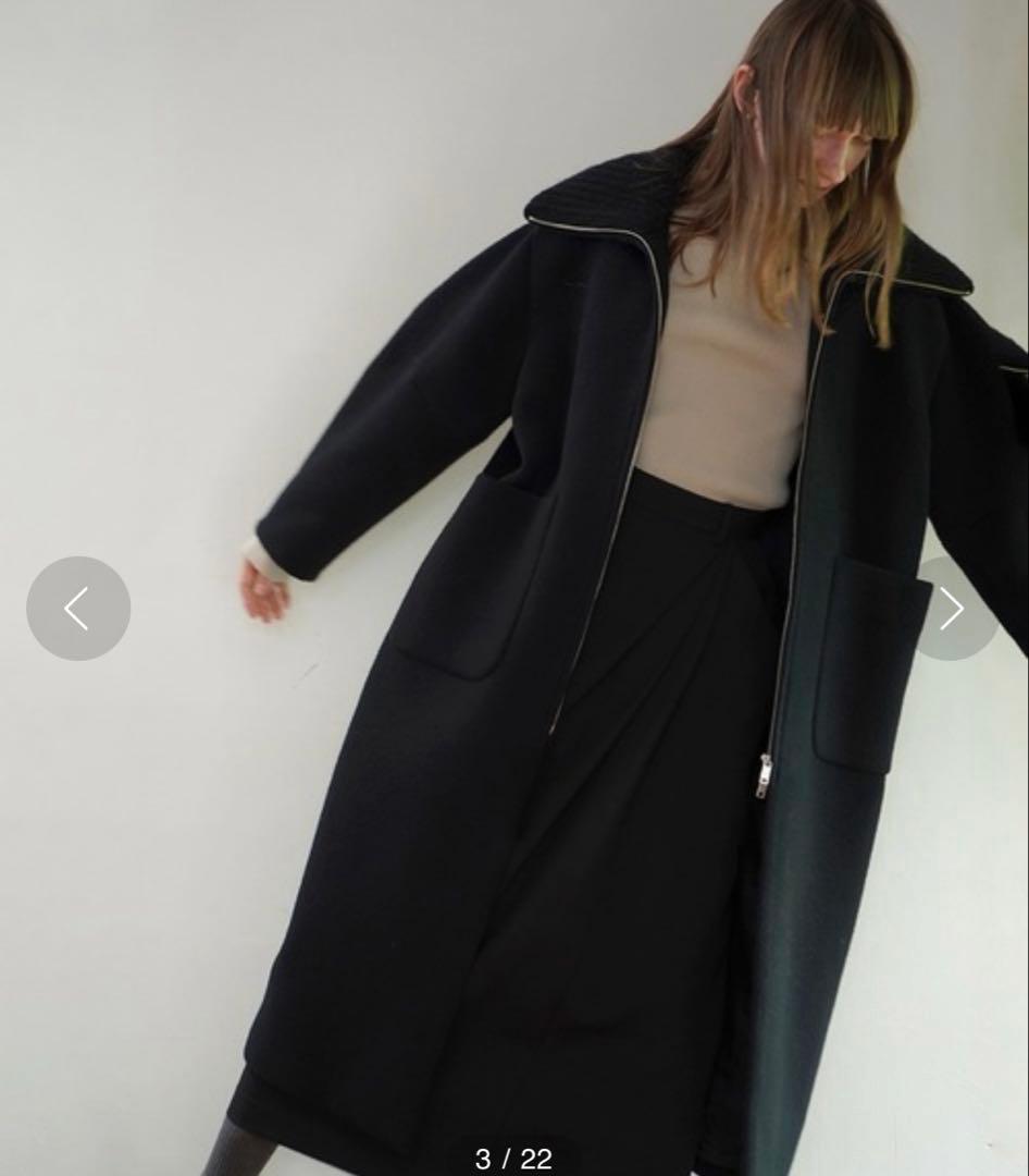 ジャケット・アウター CLANE RIB COLLAR WOOL LONG COAT