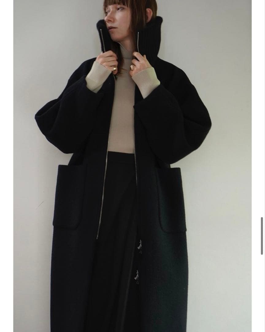 ジャケット・アウター CLANE RIB COLLAR WOOL LONG COAT
