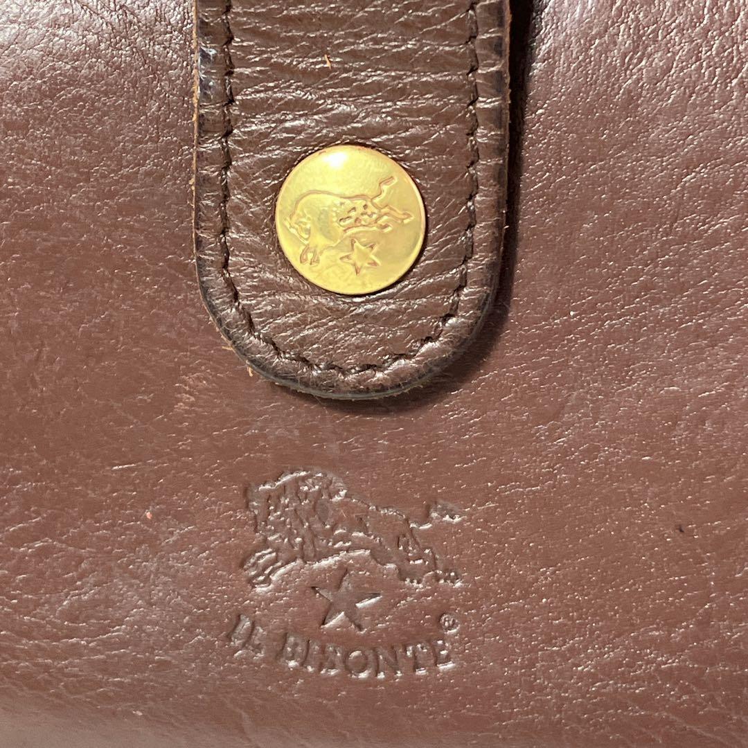 【美品】 IL BISONTE 2つ折り財布 レザー ラウンドジップ ブラウン