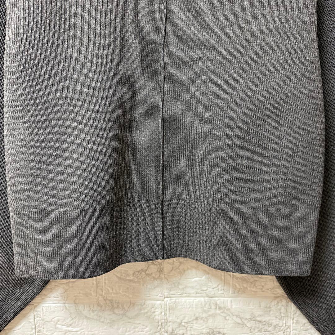 【美品】アダムエロペ　セレクトネックウェーブボタンカーディガン　チャコール