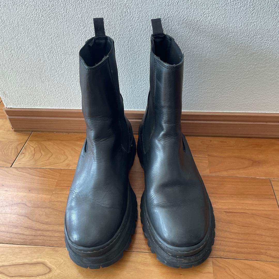サイドゴアブーツ ブラック 厚底 レザー