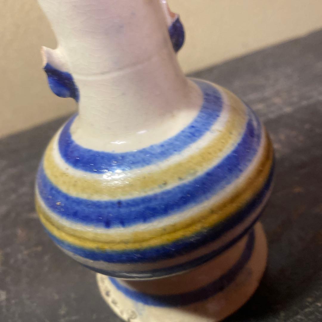 S沖縄琉球　壺屋焼横線仏花器14.5cm7cm