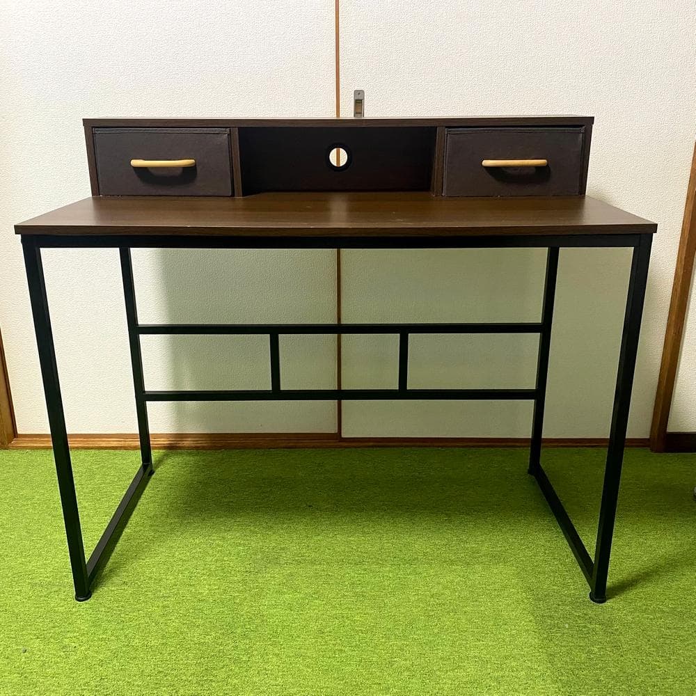 棚付きOAデスク (約W100xD50xH70/85cm)