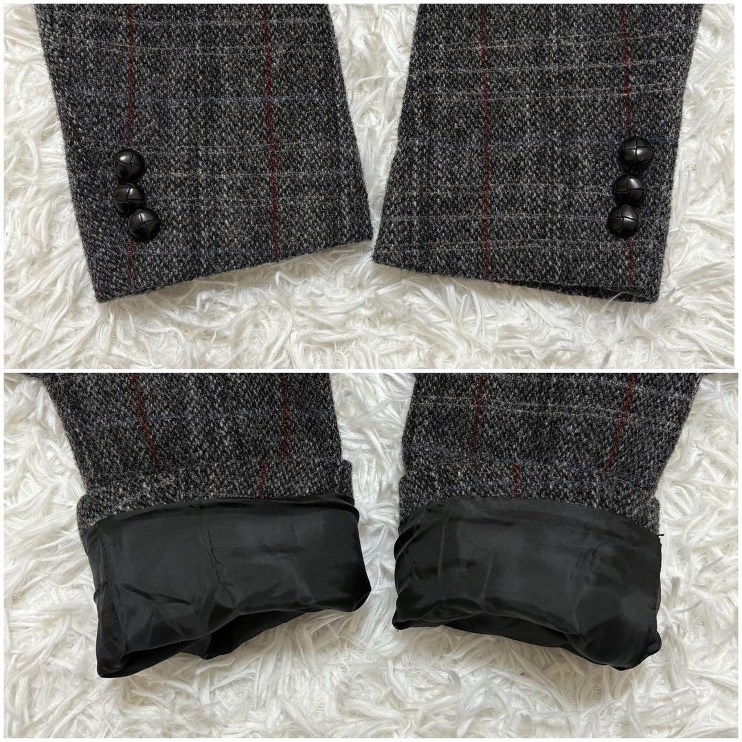 ◎美品 ハリスツイード クルミボタンジャケット チェック柄 裏地デザイン L