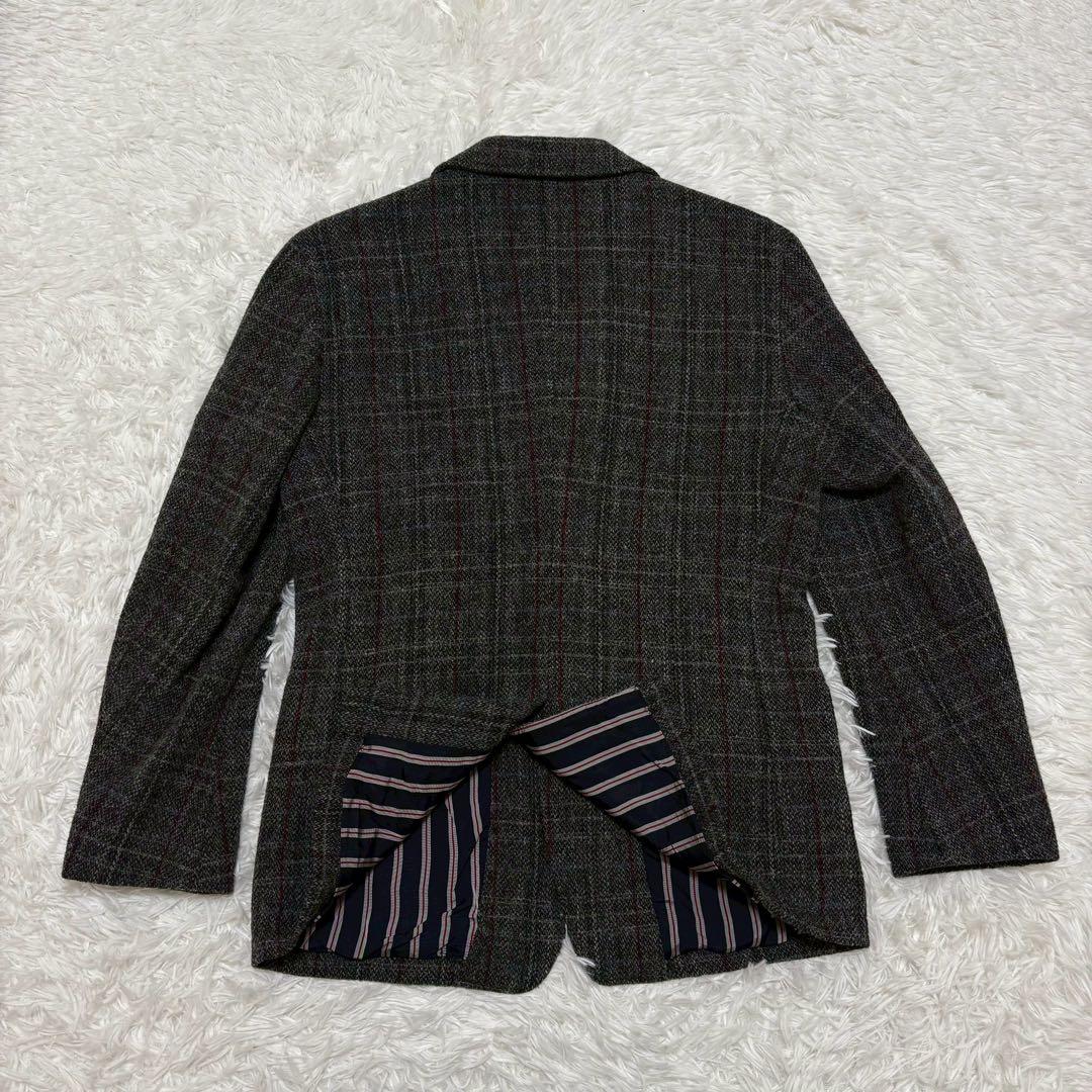 ◎美品 ハリスツイード クルミボタンジャケット チェック柄 裏地デザイン L