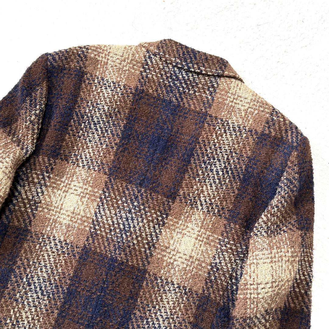【美品】ZARA テーラードジャケット ツイード オンブレチェック 2B XL