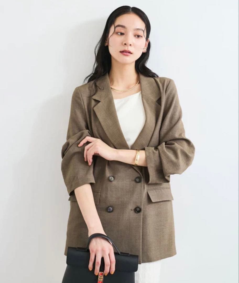【新品、未使用、タグ付き】VIS リネンライクジャケット　ブラウン　Mサイズ