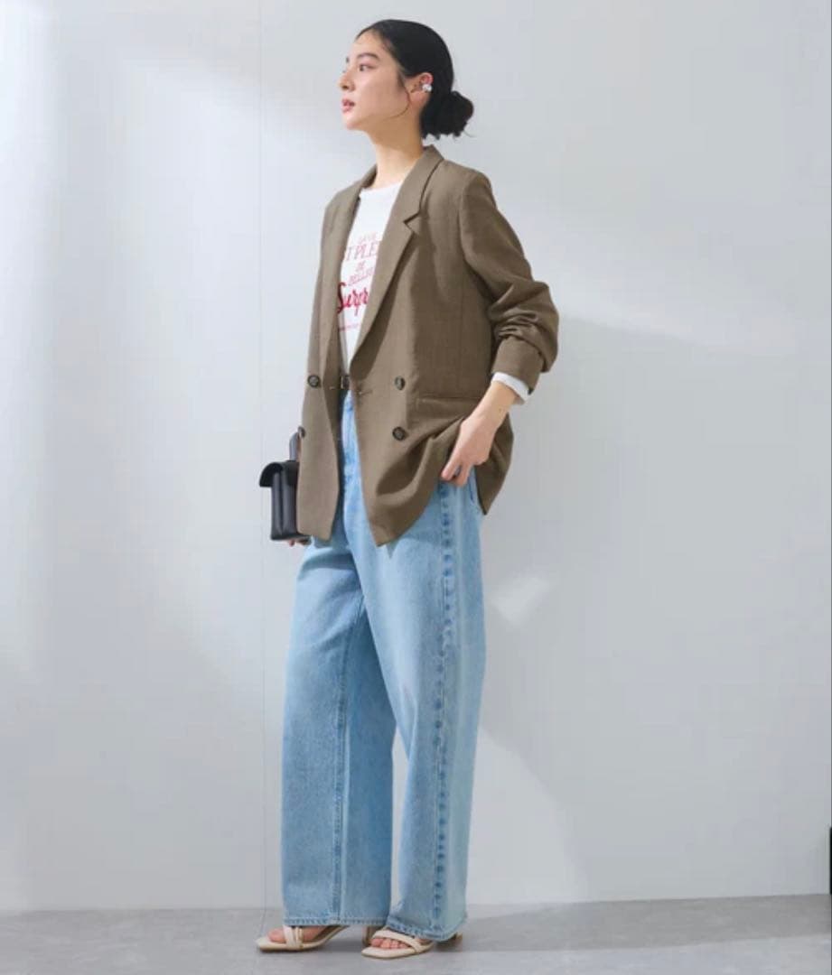 【新品、未使用、タグ付き】VIS リネンライクジャケット　ブラウン　Mサイズ