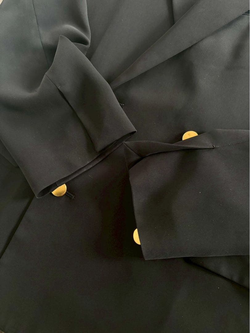 クルニ/24AW 定価8万 セットアップ ダブルブレストJKT ベルト付 黒 1