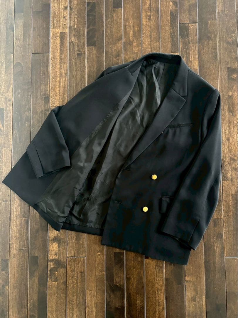 クルニ/24AW 定価8万 セットアップ ダブルブレストJKT ベルト付 黒 1
