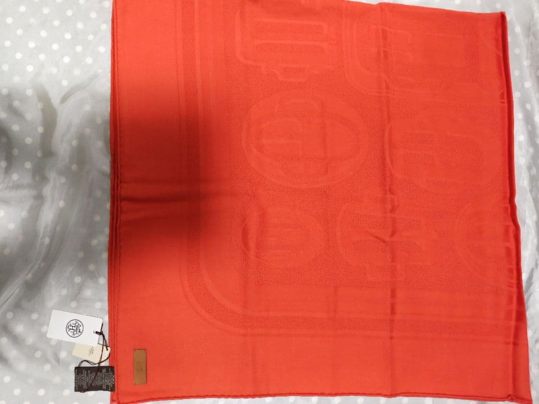 新品！エルメス！　オレンジ色 シンプル ストール 未使用タグ付き
