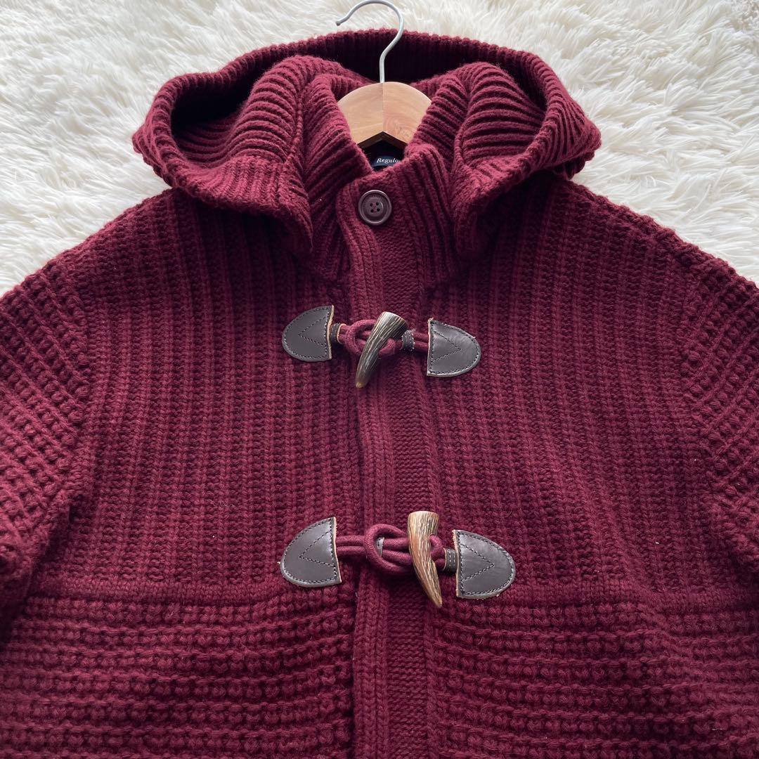 極美品✨アルマーニ　ダッフルコート　ワッフルニット　ワインレッド　XL