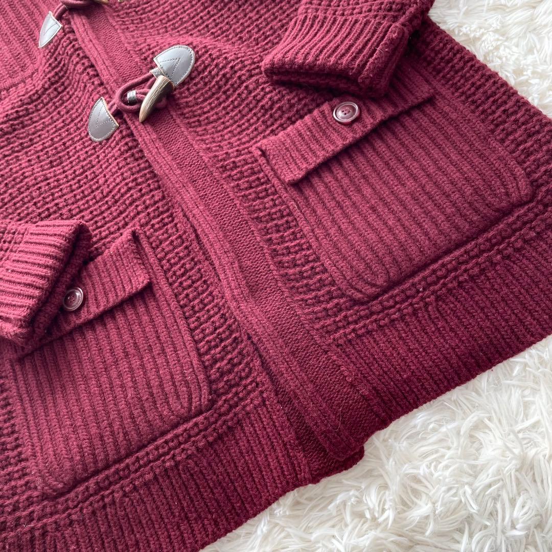 極美品✨アルマーニ　ダッフルコート　ワッフルニット　ワインレッド　XL