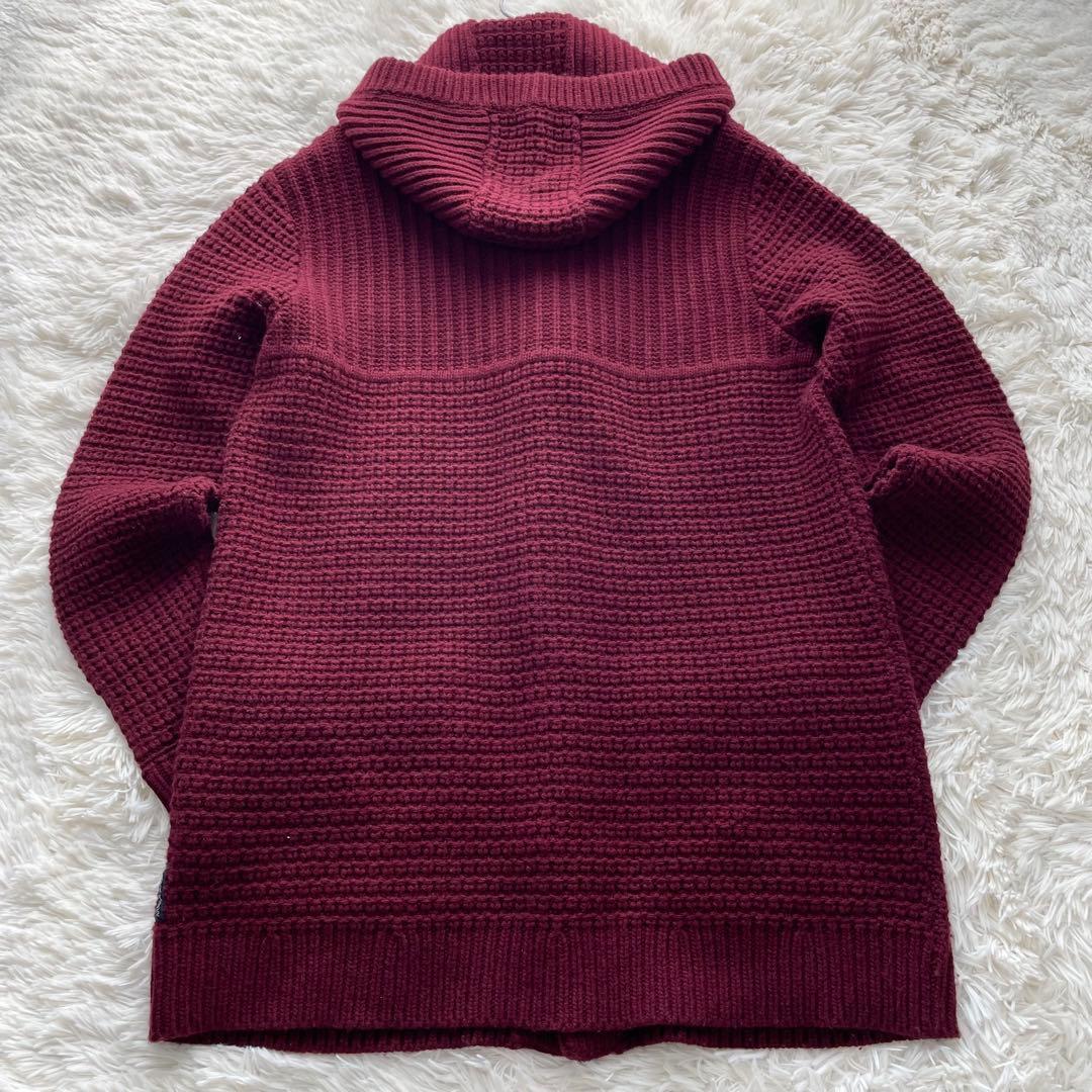 極美品✨アルマーニ　ダッフルコート　ワッフルニット　ワインレッド　XL