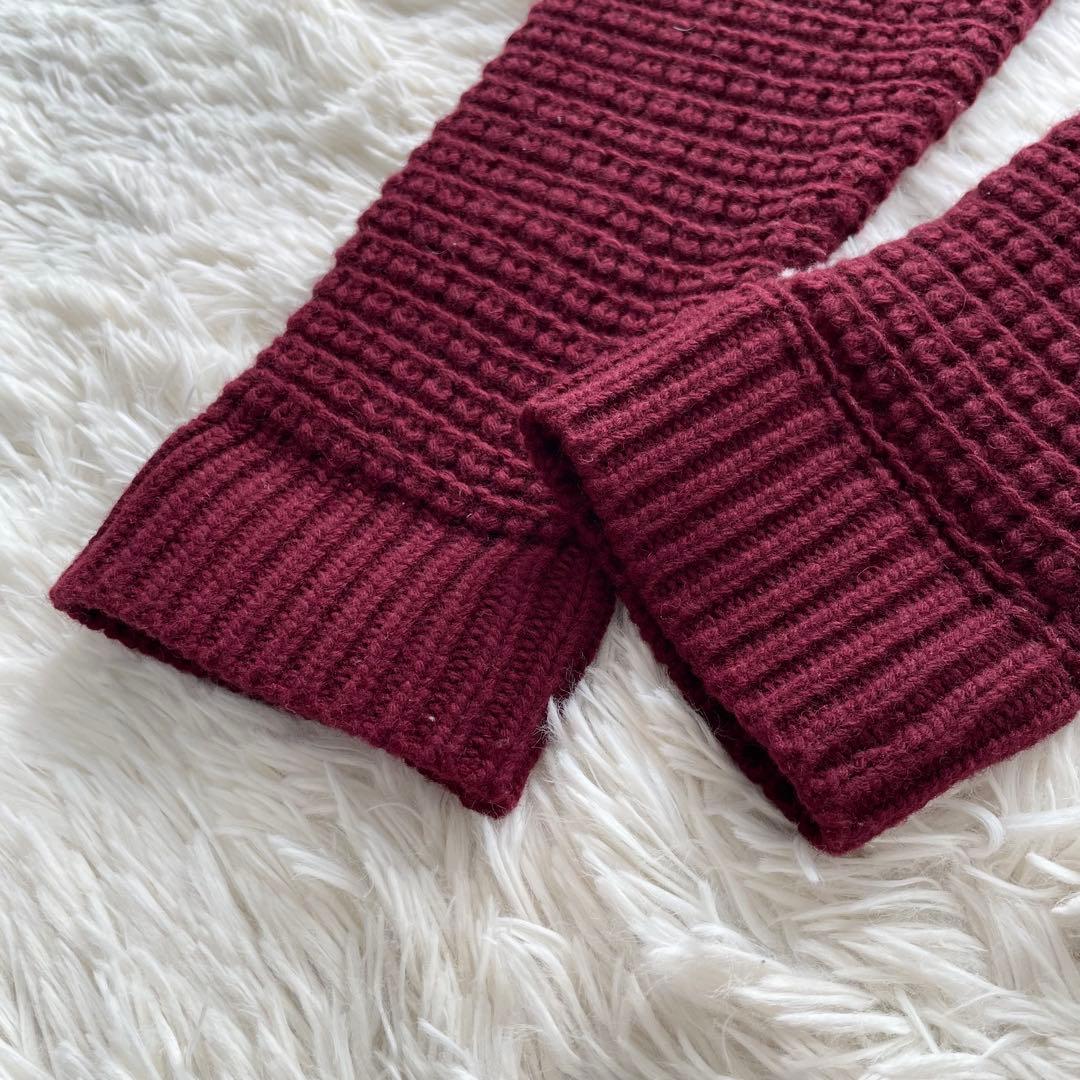 極美品✨アルマーニ　ダッフルコート　ワッフルニット　ワインレッド　XL