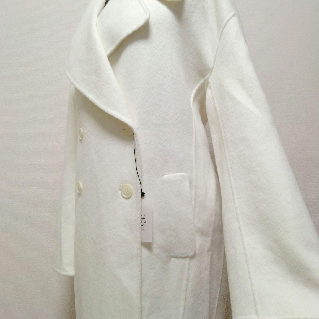 【新品タグ付】L'ACADEMIE ウールリバー ロングコート 白 アイボリー