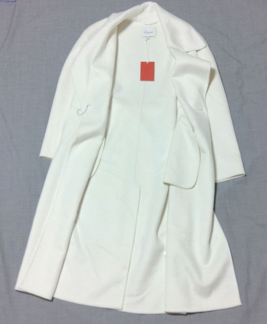 【新品タグ付】L'ACADEMIE ウールリバー ロングコート 白 アイボリー