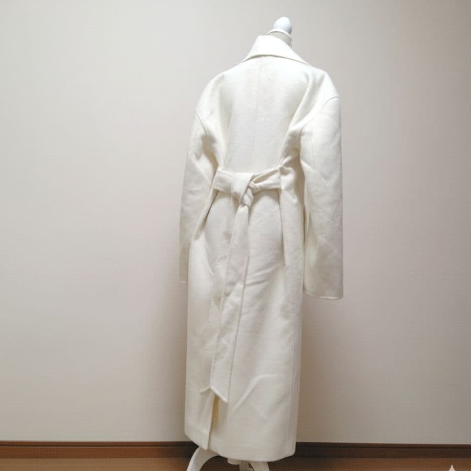 【新品タグ付】L'ACADEMIE ウールリバー ロングコート 白 アイボリー