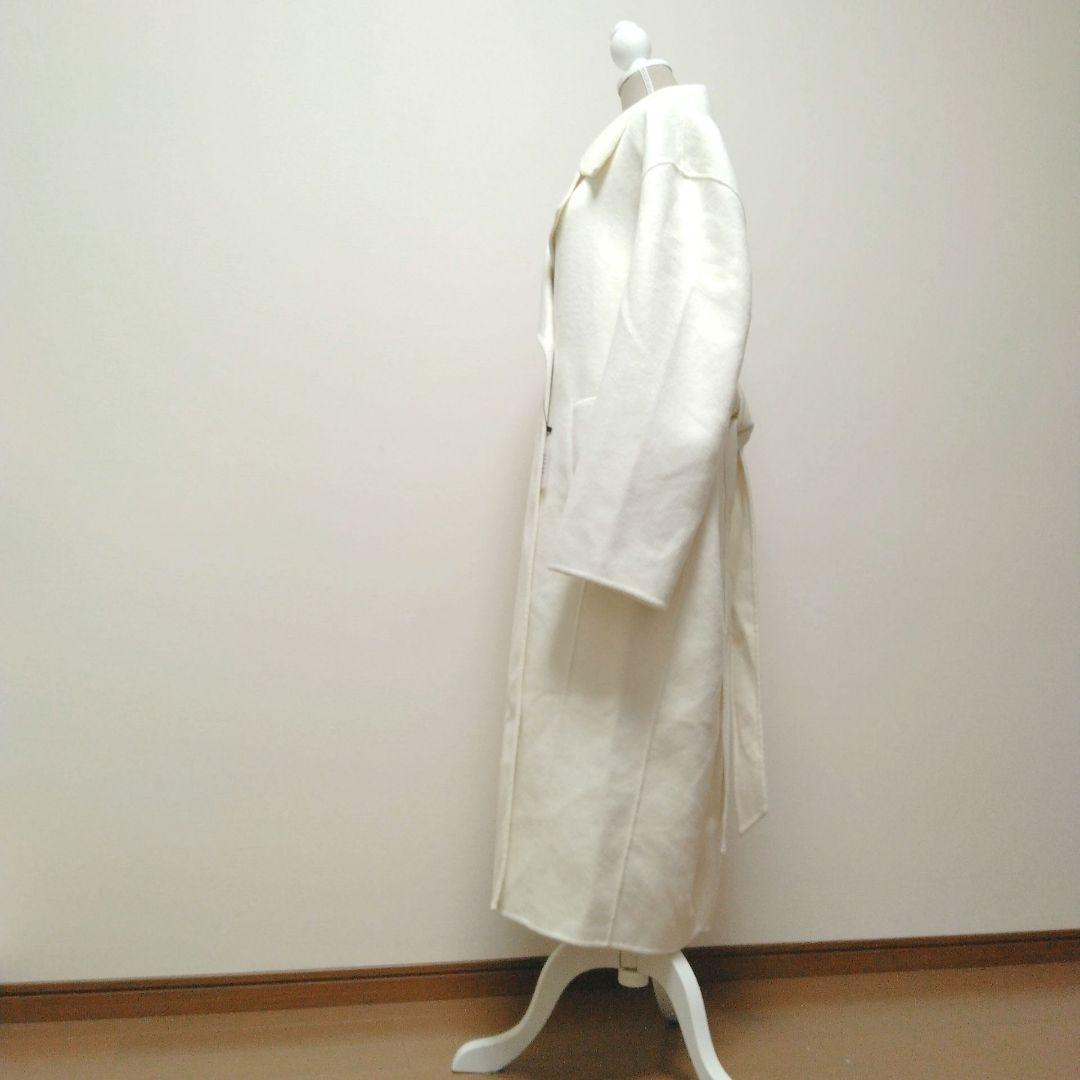 【新品タグ付】L'ACADEMIE ウールリバー ロングコート 白 アイボリー