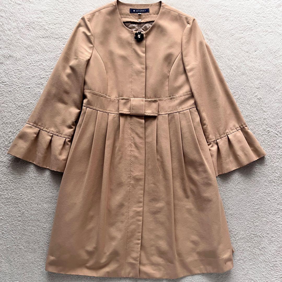 M’S GRACY ロングコート カメリア ビジュー リボン ライナー