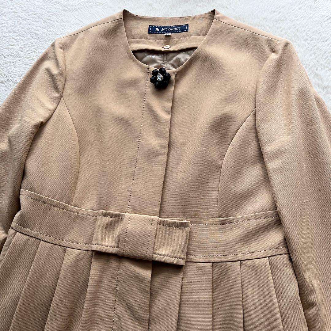 M’S GRACY ロングコート カメリア ビジュー リボン ライナー
