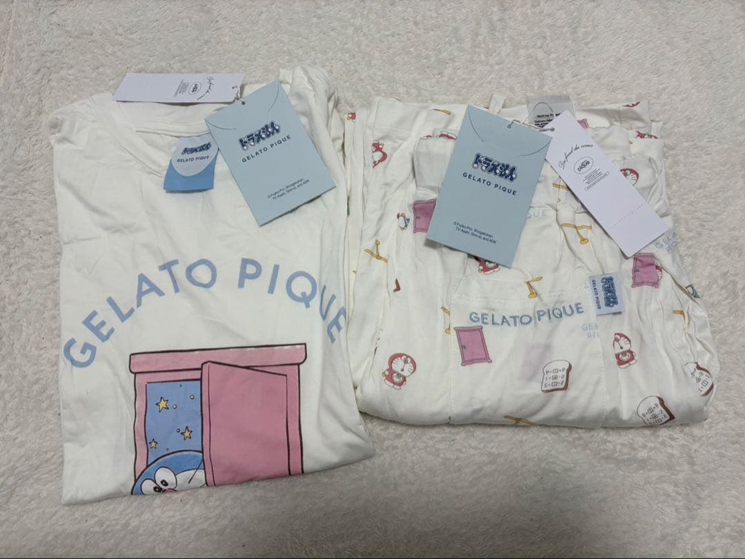 新品未使用　ジェラートピケ ドラえもん ワンポイントTシャツ＆総柄ロングパンツ