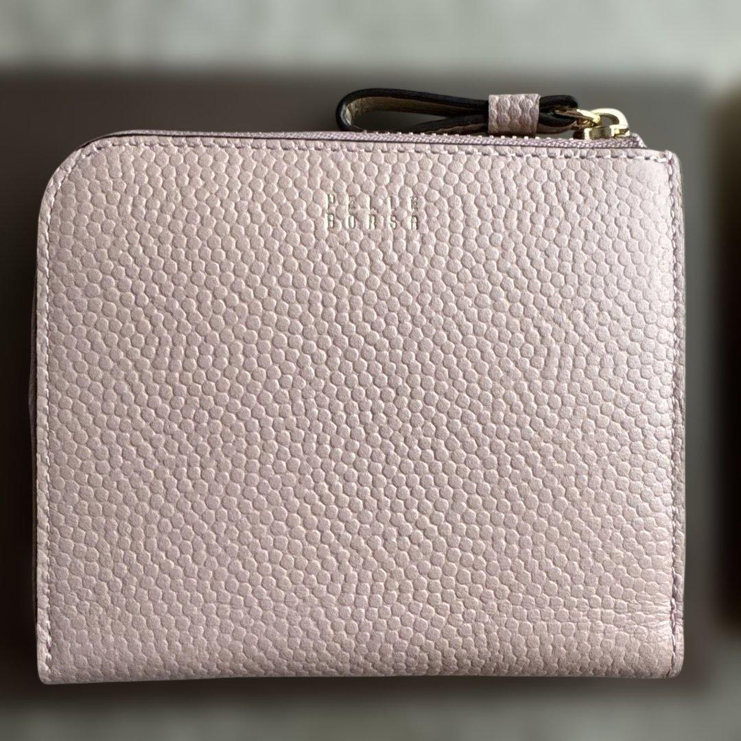 ※2/15まで出品　最終値下げPELLE BORSA ピンク 二折財布　左利き用