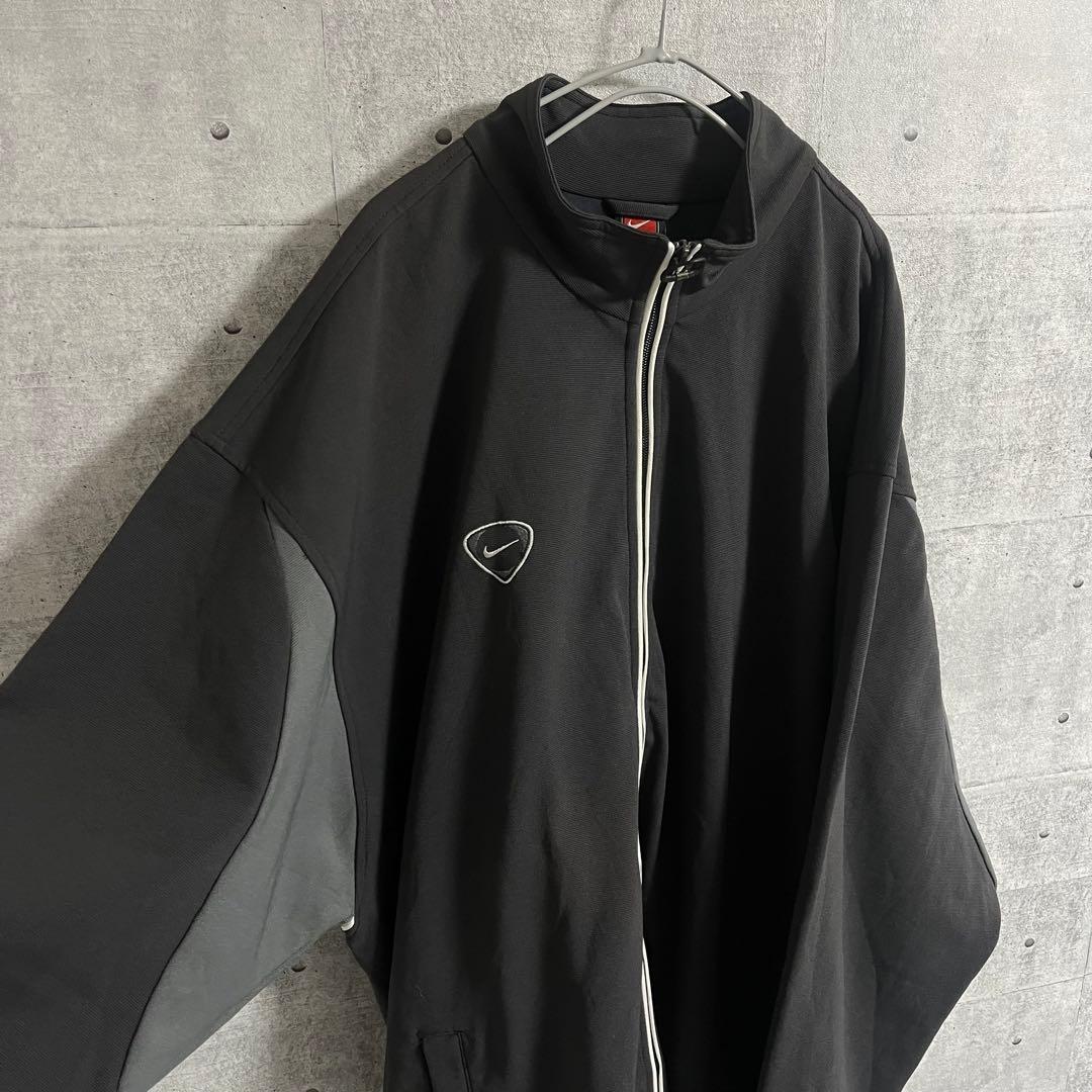 激レア！90s Nike Vintage トラックジャケット　黒グレー　刺繍ロゴ