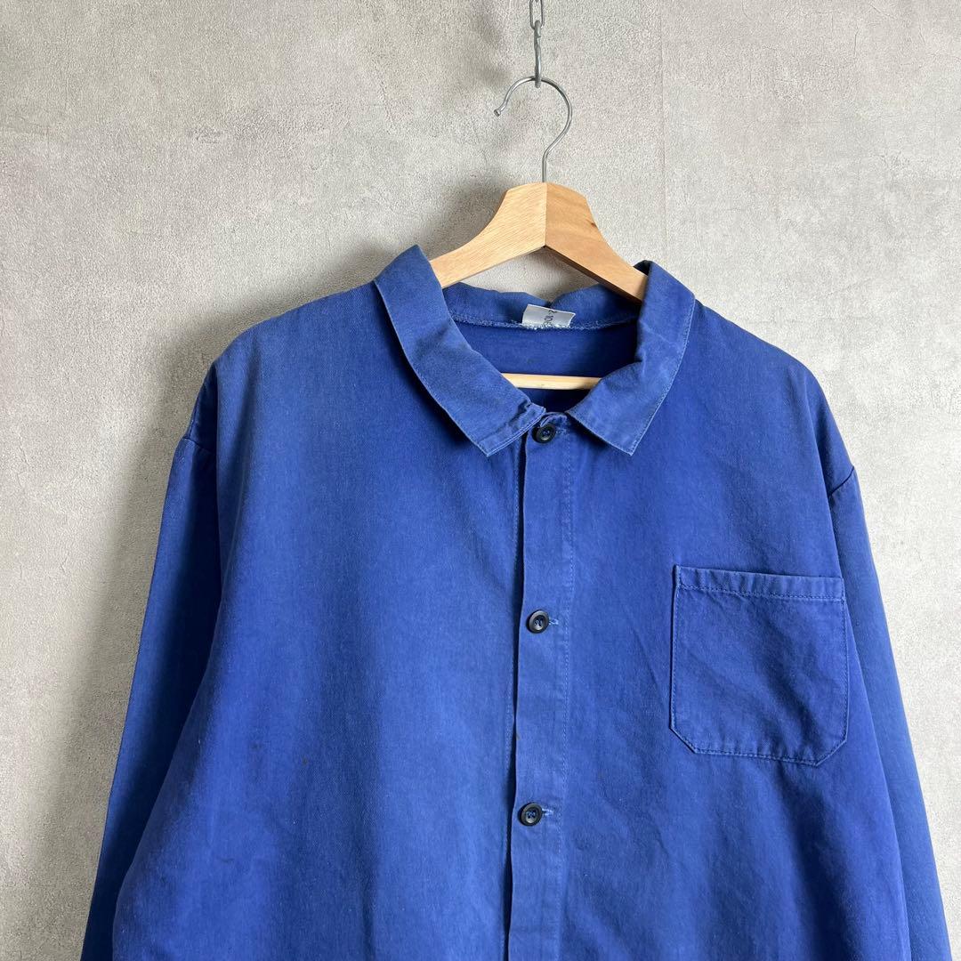 ユーロワーク カバーオール ワークジャケット ネイビー フェード vintage