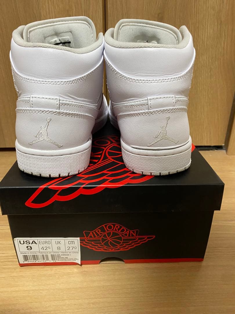 NIKE AIR JORDAN 1 MIDホワイト 27cm 【値下げ不可】