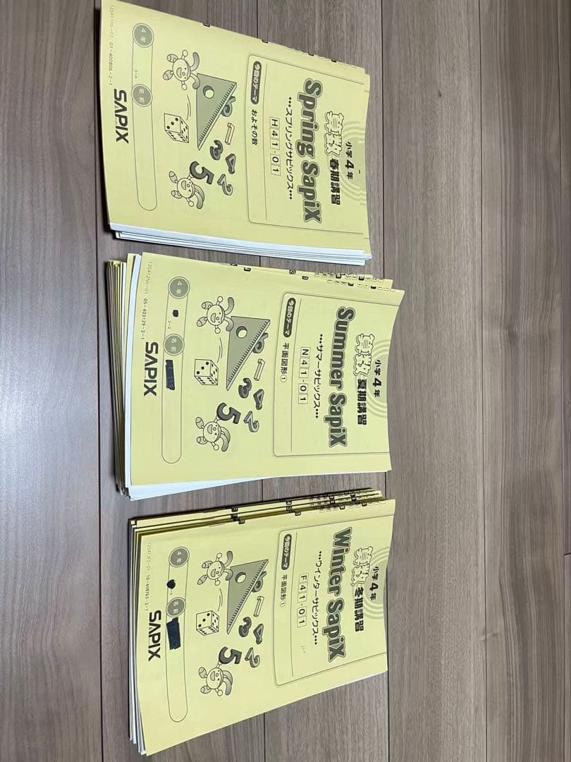 SAPIX2025年度4年生社会、理解、国語、算数の教科書ワークブックセット