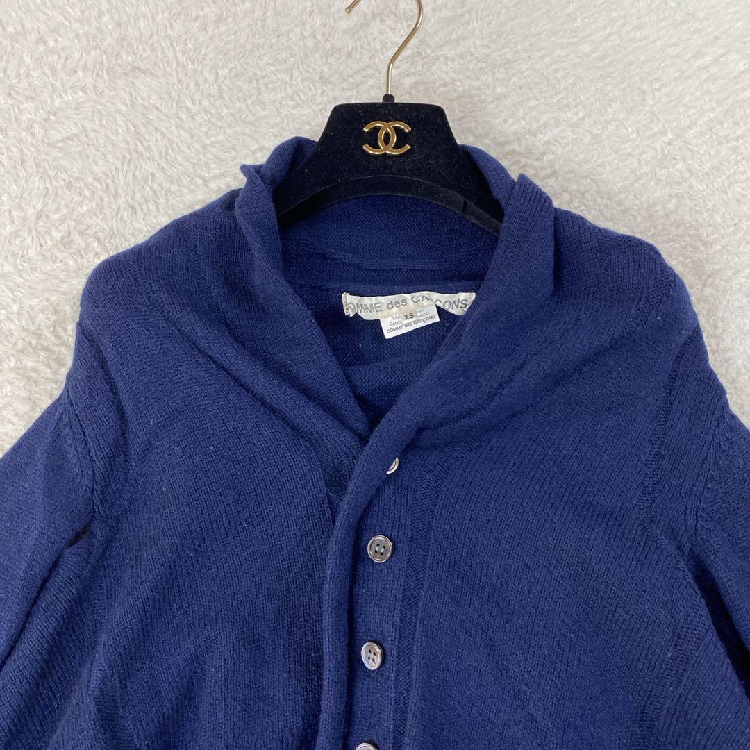 美品・COMME des GARCONS 変形カーディガン　毛100％　紺　S