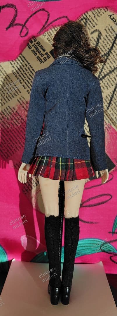 1/6フィギュア服　S07Cサイズ　Say What　ストレッチ紺+プリーツC