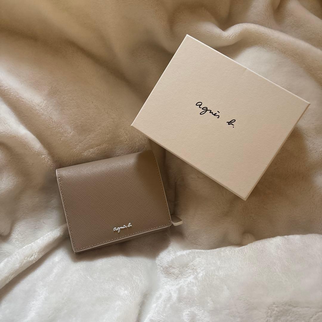 agnès b. 三つ折り財布 ベージュ