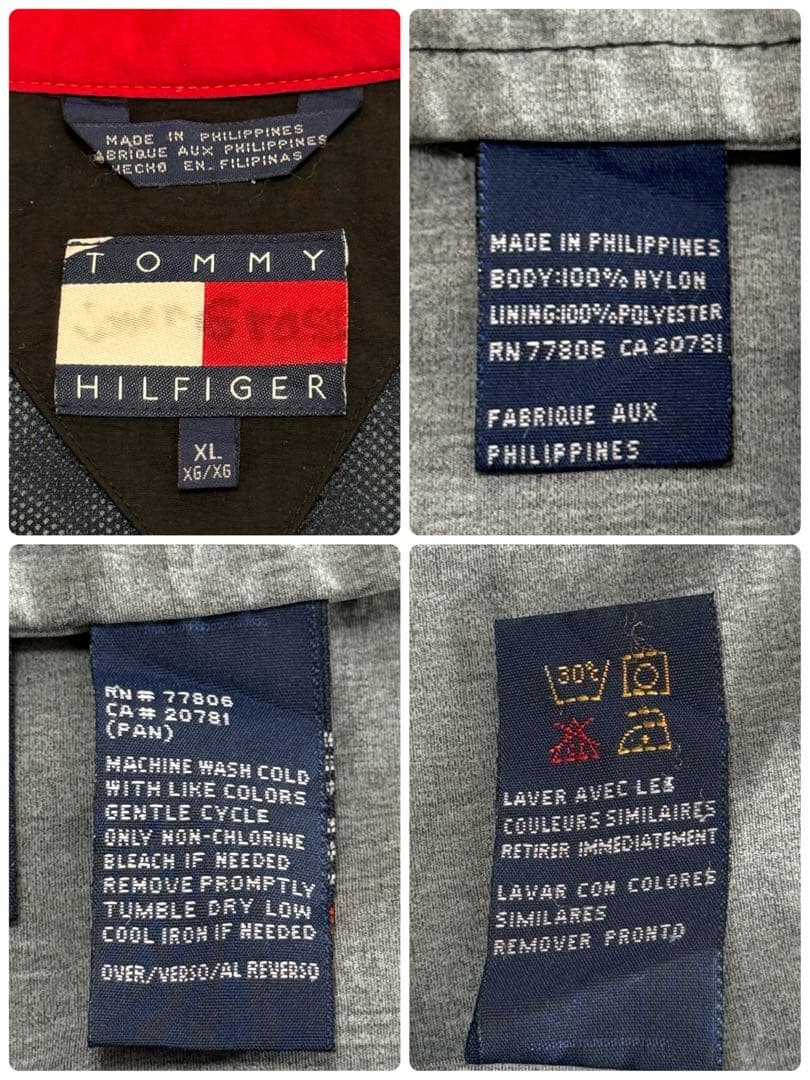 トミーヒルフィガー　フラッグタグ　90s　ジップアップジャケット　刺繍ロゴ　XL