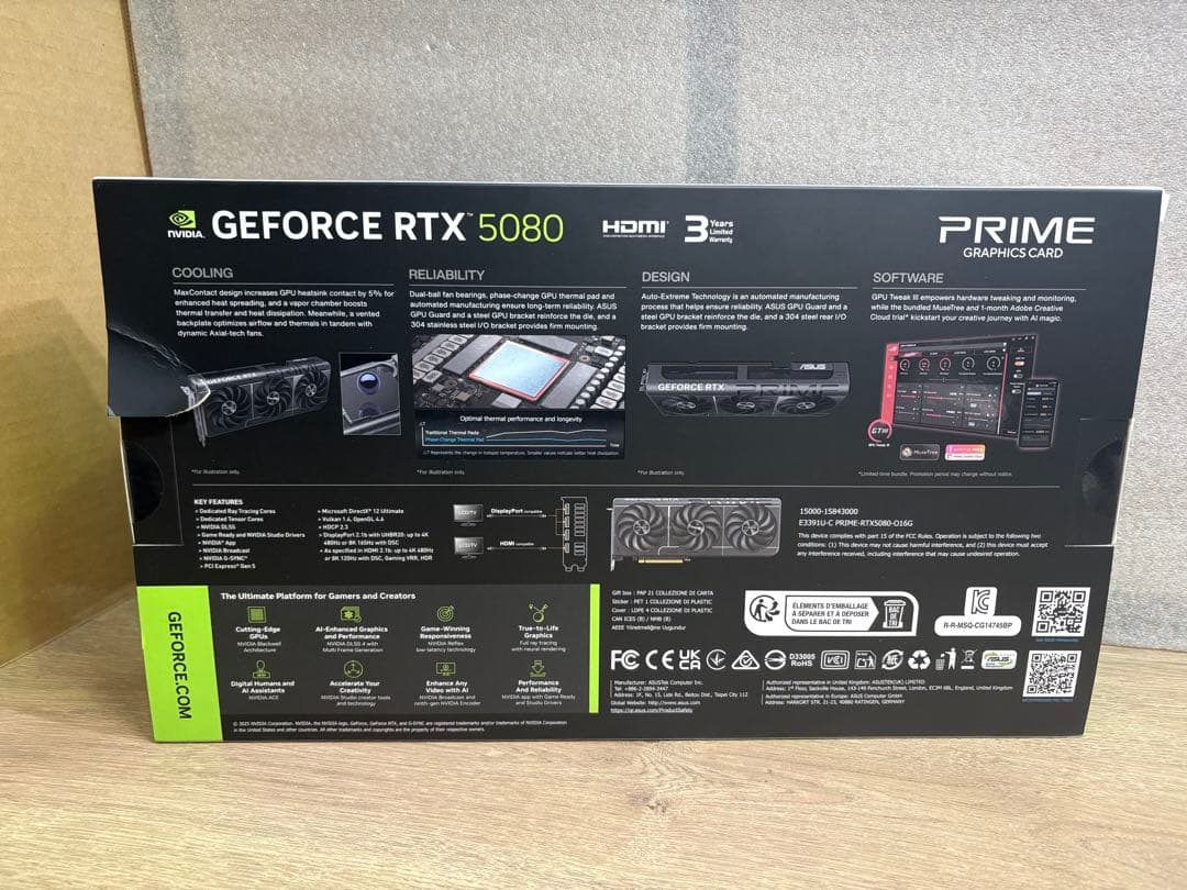 グラフィックボード・グラボ・ビデオカード ASUS Prime GeForce RTX 5080 16GB GDDR7