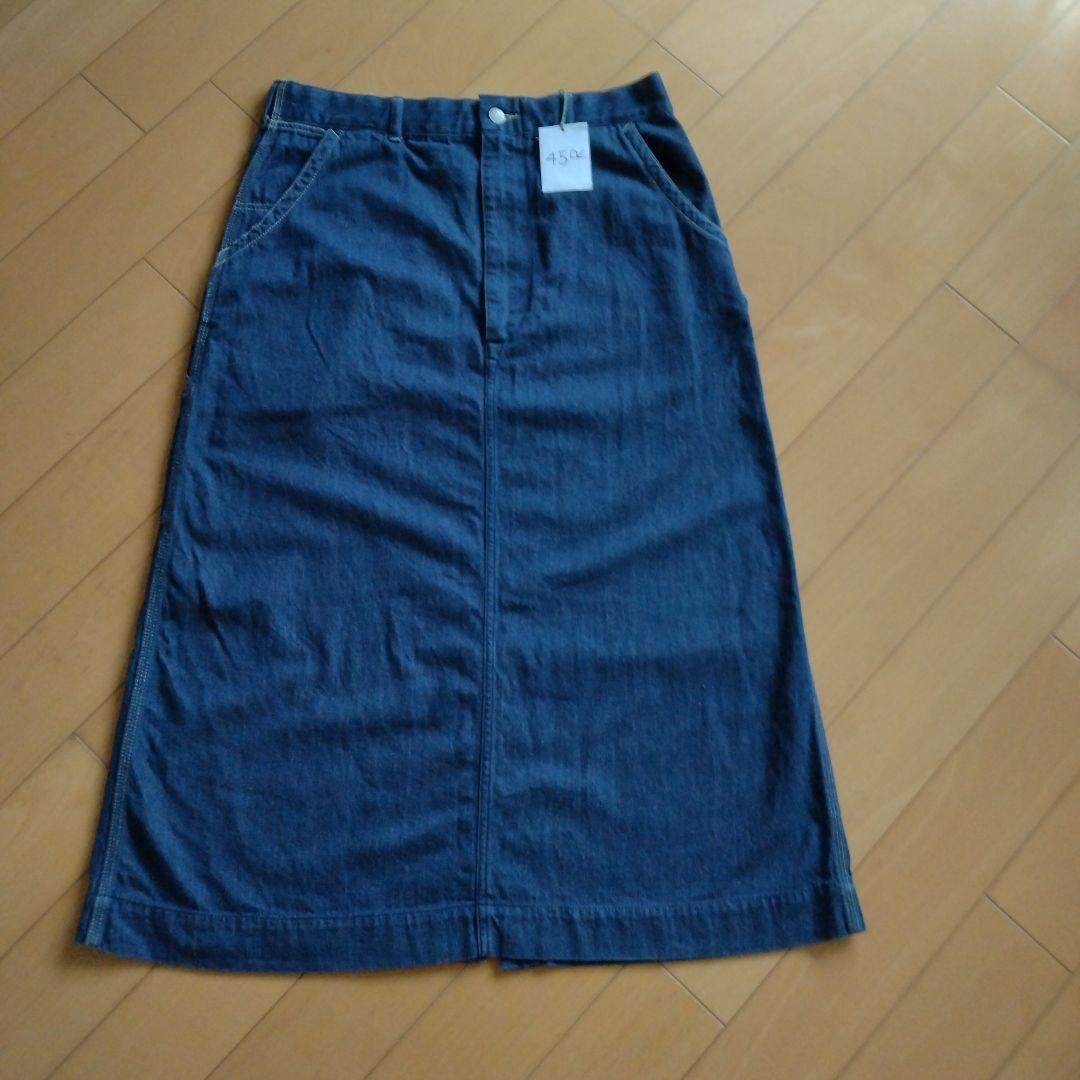 【美品】45R モンプチデニムのペインタースカート インディゴ／サイズ２