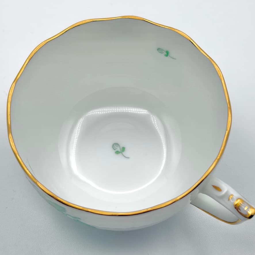 美品 ヘレンド アポニーグリーン ティーカップ＆ソーサー704
