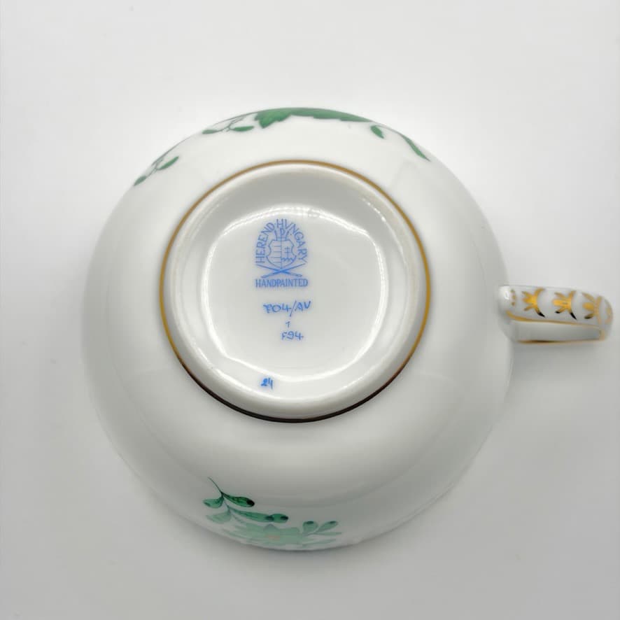 美品 ヘレンド アポニーグリーン ティーカップ＆ソーサー704