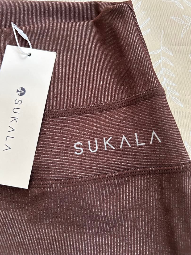 ダークブラウン ストレッチレギンス　リブデニム　Lサイズ　LAVA