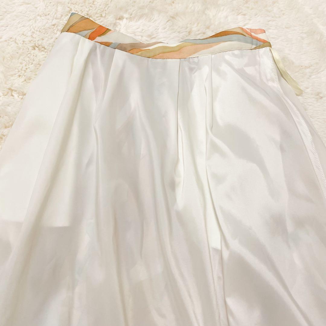 23区 Ratti ペインティングプリント スカート セージ系 華やか 上品 春