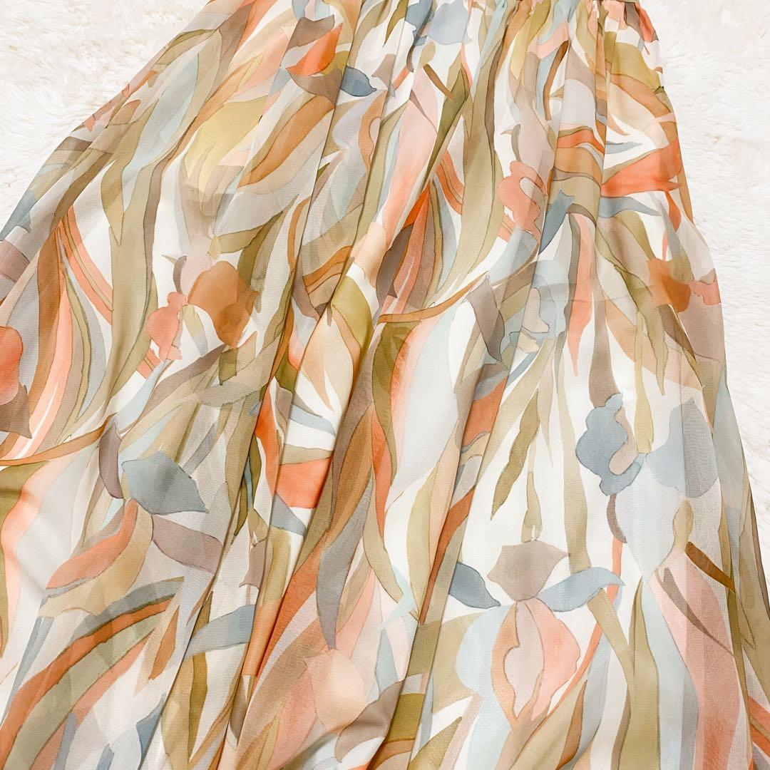 23区 Ratti ペインティングプリント スカート セージ系 華やか 上品 春