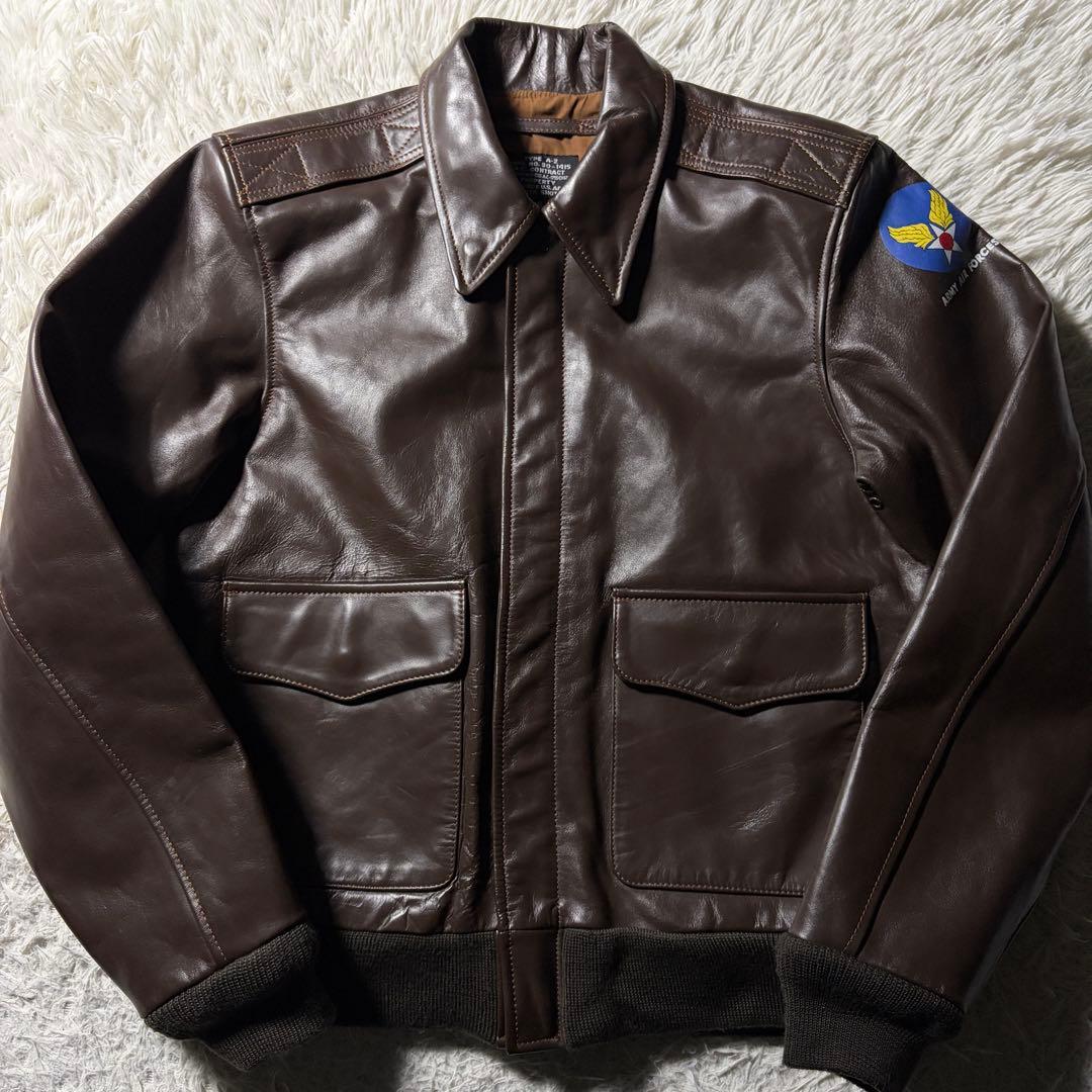 【雰囲気抜群】中田商店　フライトジャケット　A-2 馬革　ブラウン　36
