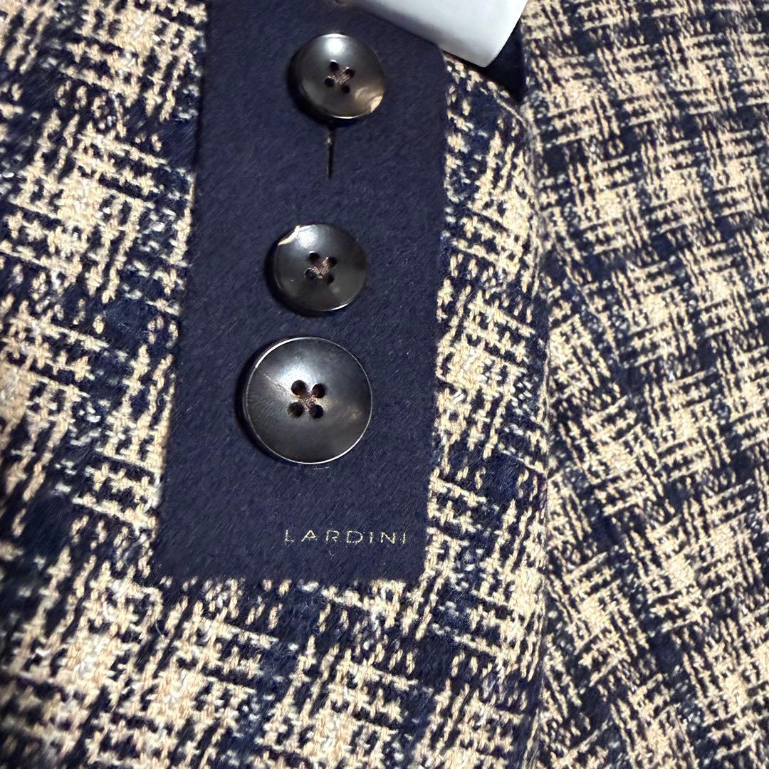 LARDINI ラルディーニ テーラードジャケット チェック リネン ウール