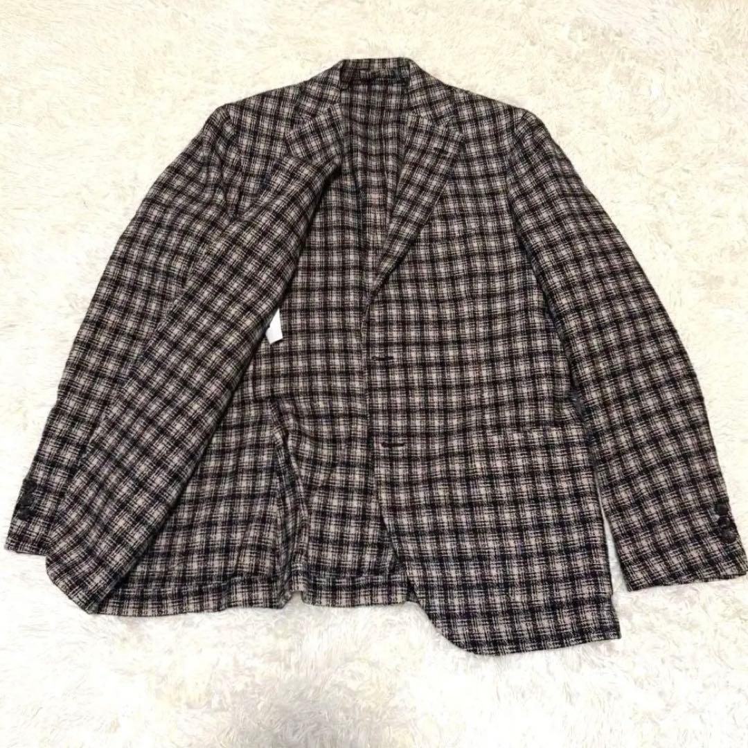 LARDINI ラルディーニ テーラードジャケット チェック リネン ウール
