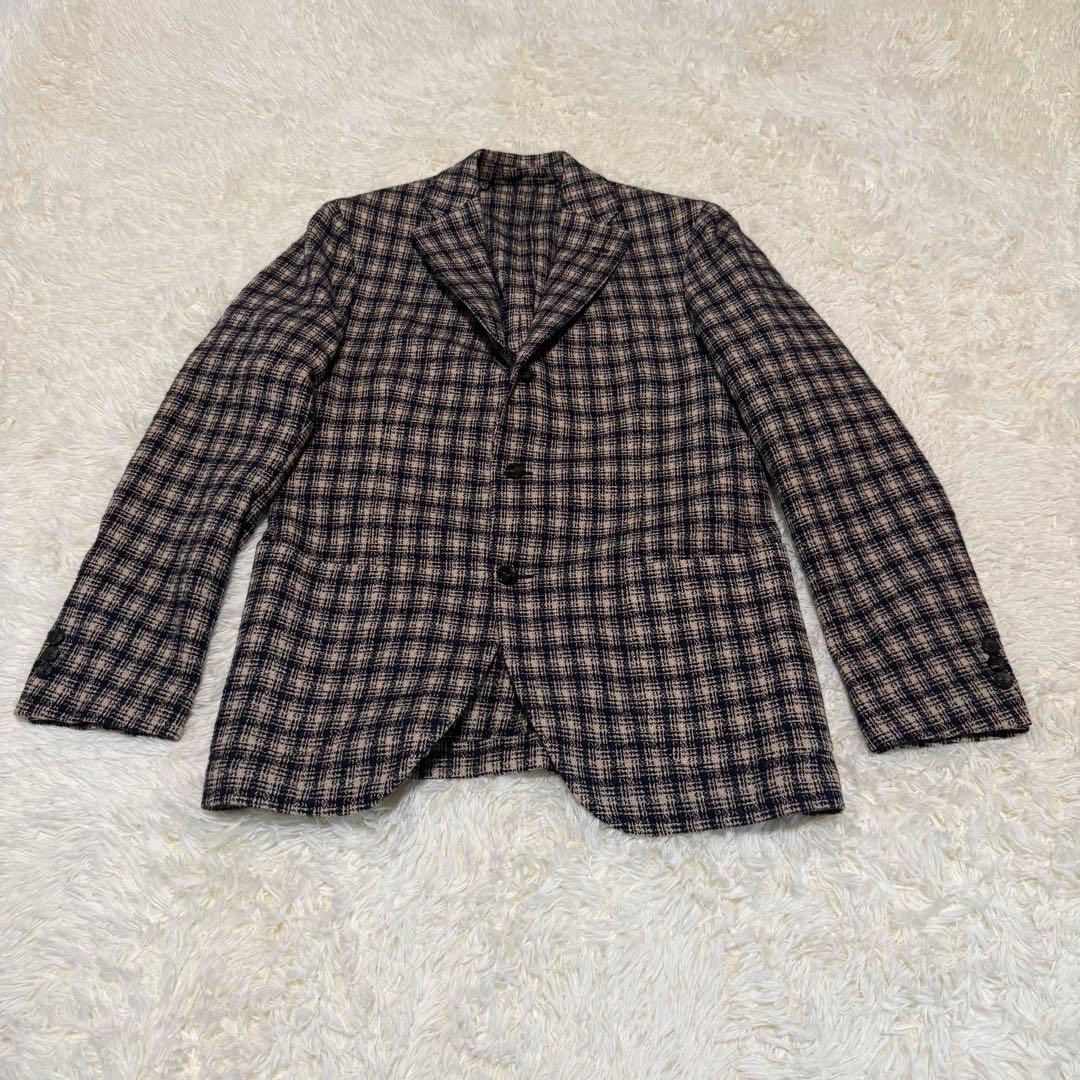 LARDINI ラルディーニ テーラードジャケット チェック リネン ウール
