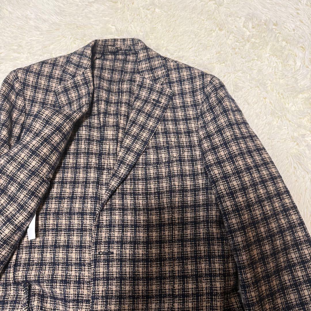 LARDINI ラルディーニ テーラードジャケット チェック リネン ウール