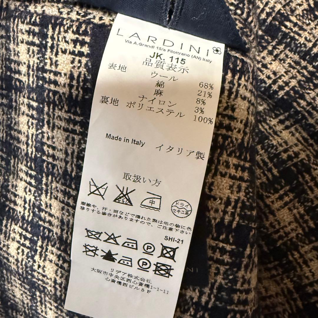 LARDINI ラルディーニ テーラードジャケット チェック リネン ウール